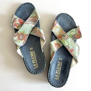 La Plume leather sandals womens 38 slip on mule adjustable comfort Italy slides